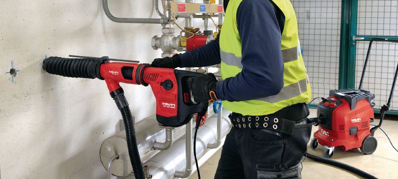 TE DRS-Y Sistema de remoção de pó Sistema de aspiração para perfuração e cinzelamento de concreto com martelos perfuradores Hilti SDS Max (TE-Y) Aplicações 1