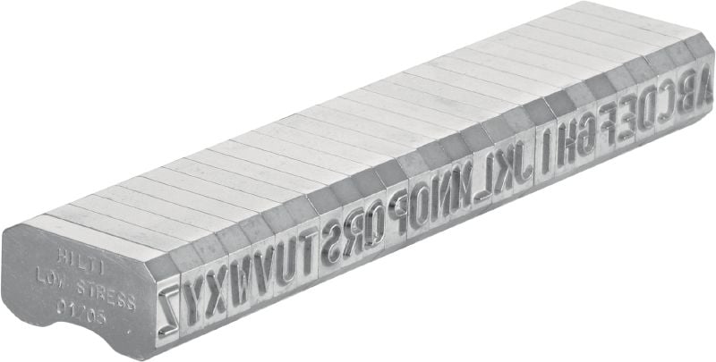 X-MC LS 5.6/6 Selos de marcação de aço Letras estreitas e caráteres numéricos de pontas arredondadas para marcações de identificação gravadas sobre metal
