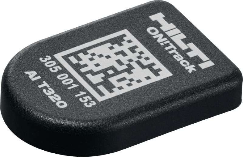 AI T320 Etiqueta inteligente ON!Track Bluetooth® Etiqueta durável para rastrear a localização e solicitar equipamentos de construção através do sistema de localização de ferramentas Hilti ON!Track – otimiza o seu estoque e poupa-lhe tempo na gestão das mesmas