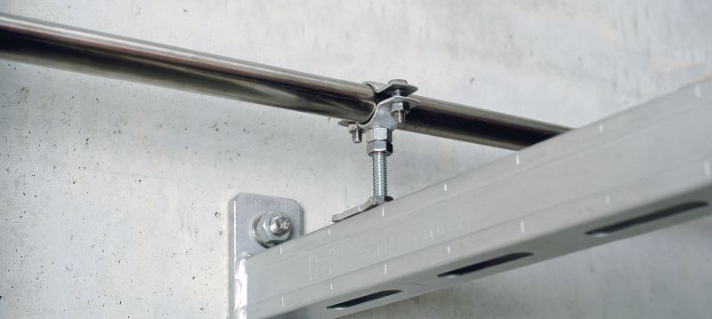 MP-SRN Abraçadeira de tubos para cargas leves Grampo para tubos de aço inoxidável padrão sem revestimento sonoro para aplicações leves Aplicações 1