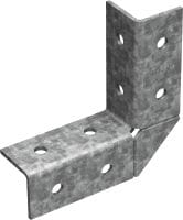 Conector de ângulo MT-C-LL2 OC Conector alongado, de ângulo reto, para montagem das estruturas de calha de escora, para uso externo com poluição baixa