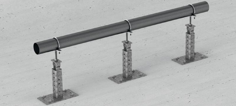 MI - Conector de aperto do tubo PSC Conectores para fixação de calhas para tubos únicas em vigas MI verticais Aplicações 1