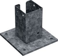Placa de base de ancoragem para cargas pesadas MT-B-GL O4C OC Conector base para ancoragem 3D, estruturas de viga MT-90 de ancoragem para cargas pesadas em concreto em ambientes externos com poluição de baixa a moderada (C3)