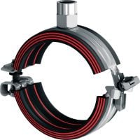 Gancho para tubos de fechamento rápido MP-U-I (isolamento acústico) Gancho para tubos galvanizado definitivo com isolamento acústico e fecho rápido tendo em vista a produtividade máxima em aplicações de malha