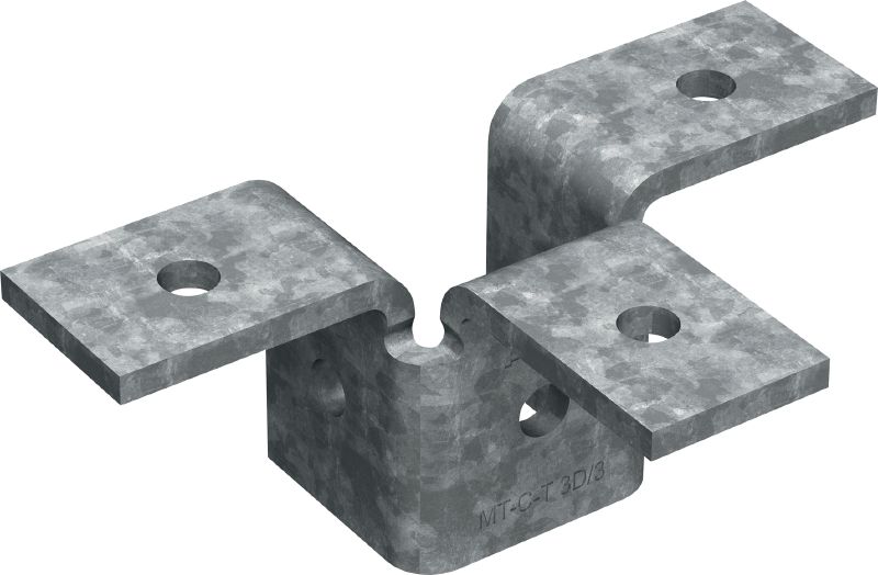 Inserção de asa MT-C-T 3D/3 OC Inserção de asa tripla para conexão de quatro calhas de escora em uma estrutura 3D, para uso externo com poluição baixa
