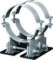 MP-PS 4-2 Estribo Estribos quádruplos ajustáveis com revestimento exterior para fixar tubos com -610 mm (de 8 a 24) de diâmetro em materiais base variados em ambientes moderadamente corrosivos