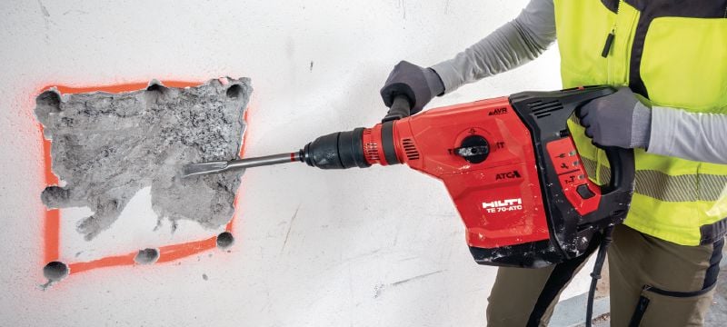 Martelo perfurador TE 70-ATC/AVR Martelo perfurador muito potente SDS Max (TE-Y) para perfuração e cinzelamento em concreto de alta resistência Aplicações 1